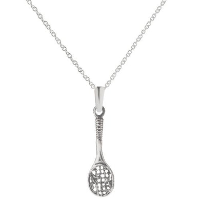 Sterling Silver Tennis Racket Pendant Necklace, 18