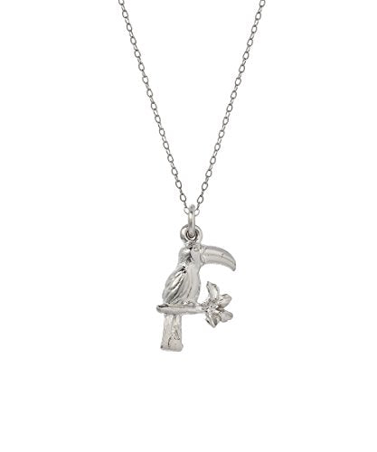 Sterling Silver Toucan Bird Pendant Necklace, 18"