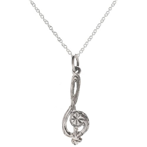 Sterling Silver Treble Clef Pendant Necklace, 18