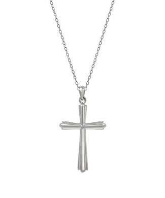 Sterling Silver Embossed Cross Pendant Necklace, 18