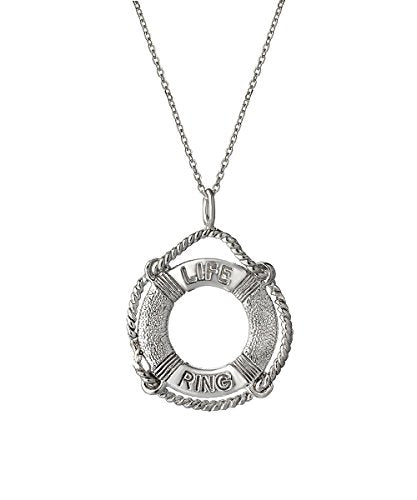 Sterling Silver Life Preserver Pendant Necklace, 18"