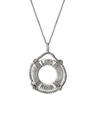 Sterling Silver Life Preserver Pendant Necklace, 18
