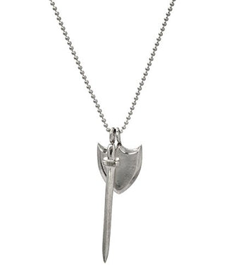 Sterling Silver Sword and Shield Pendant Necklace, 18