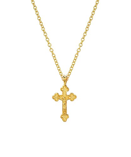 14 Karat Yellow Gold Crucifix Cross Pendant Necklace, 18"