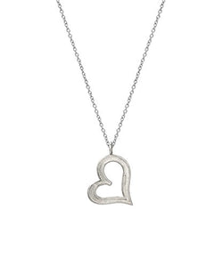 Sterling Silver Sideways Heart Pendant Necklace, 18"