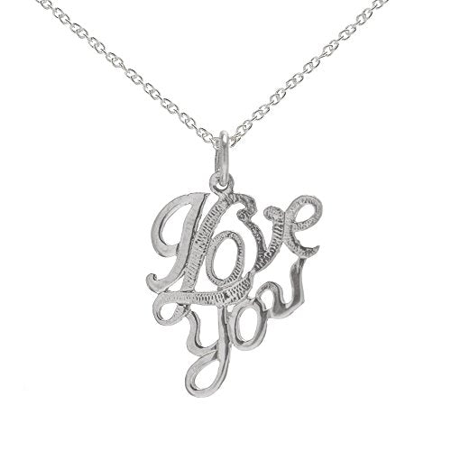 Sterling Silver I Love You Pendant Necklace, 18"