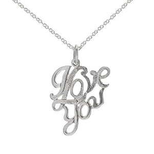 Sterling Silver I Love You Pendant Necklace, 18"