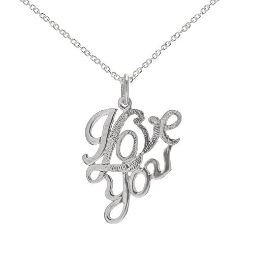 Sterling Silver I Love You Pendant Necklace, 18