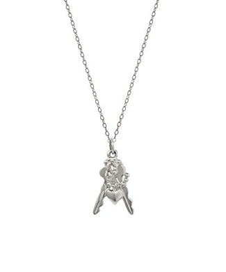 Sterling Silver Keys To My Heart Pendant Necklace, 16 Inches