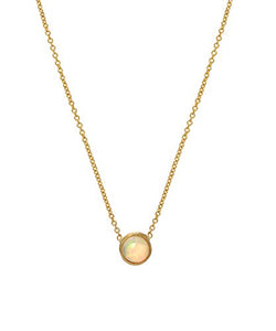 14 Karat Yellow Gold and Fire Opal Orb Necklace