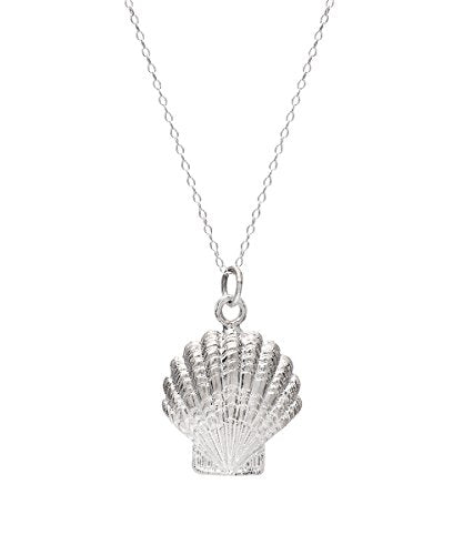 Sterling Silver Large Scallop Shell Pendant Necklace, 18"