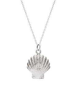 Sterling Silver Large Scallop Shell Pendant Necklace, 18"
