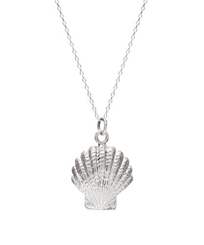 Sterling Silver Large Scallop Shell Pendant Necklace, 18