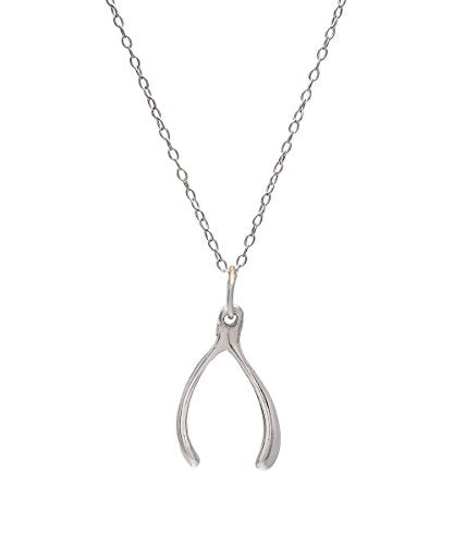 Sterling Silver Wishbone Pendant Necklace, 18"