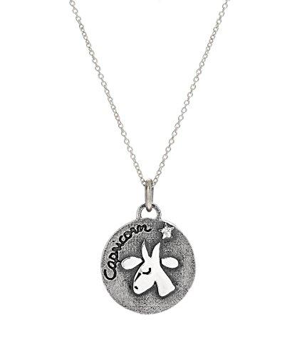 Sterling Silver Reversible Zodiac Diamond Pendant Necklace, 18"