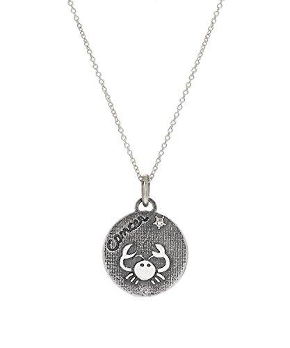 Sterling Silver Reversible Zodiac Diamond Pendant Necklace, 18"