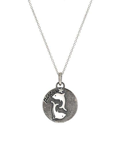 Sterling Silver Reversible Zodiac Diamond Pendant Necklace, 18"