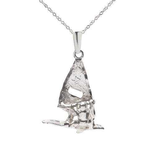 Sterling Silver Kite Surfer Pendant Necklace, 18"