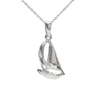 Sterling Silver Sailboat Pendant Necklace, 18"