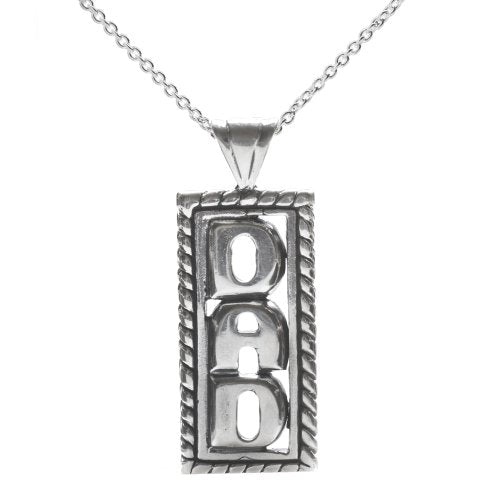 Sterling Silver Father's Day DAD Scroll Pendant Necklace, 18