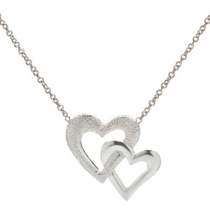 Sterling Silver Double Heart Necklace, 18"