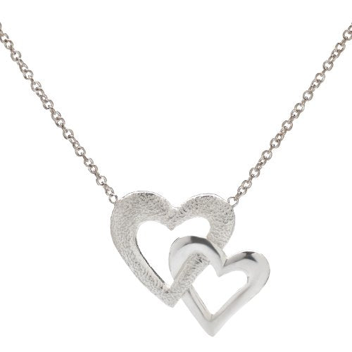 Sterling Silver Double Heart Necklace, 18