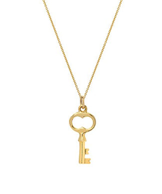 14 Karat Graduation Gold Key Pendant Necklace, 18