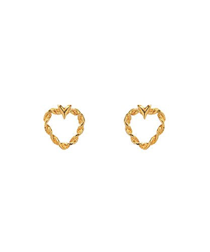 14k Yellow Gold Twist Nugget Style Open Heart Earring Studs