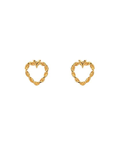 14 Karat Yellow Gold Twisted Love Heart Stud Earrings