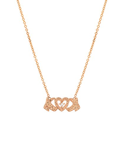 14 Karat Gold and Diamond Hugs and Kisses Necklace, 18"
