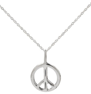 Sterling Silver Peace Sign Pendant Necklace, 18