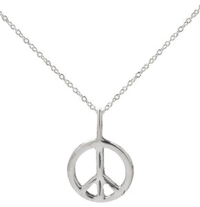 Sterling Silver Peace Sign Pendant Necklace, 18"