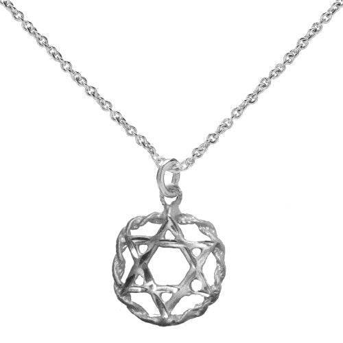 Sterling SIlver Star of David Pendant Necklace, 18