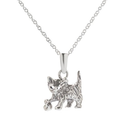 Sterling Silver Cat Pendant Necklace, 18