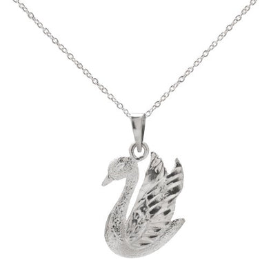 Sterling Silver Swan Lake Pendant Necklace, 18