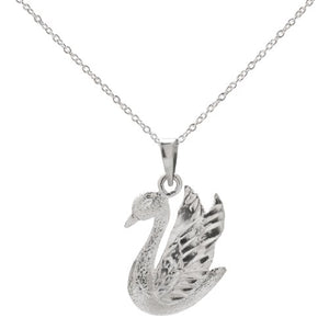 Sterling Silver Swan Lake Pendant Necklace, 18"