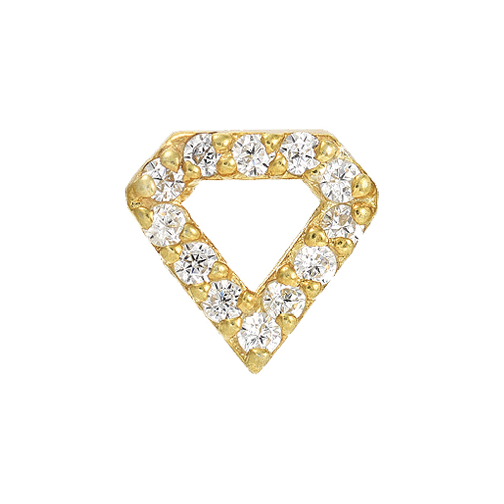 14KT Yellow Gold 0.06 ct Diamond Pave Diamond Shape Single Stud