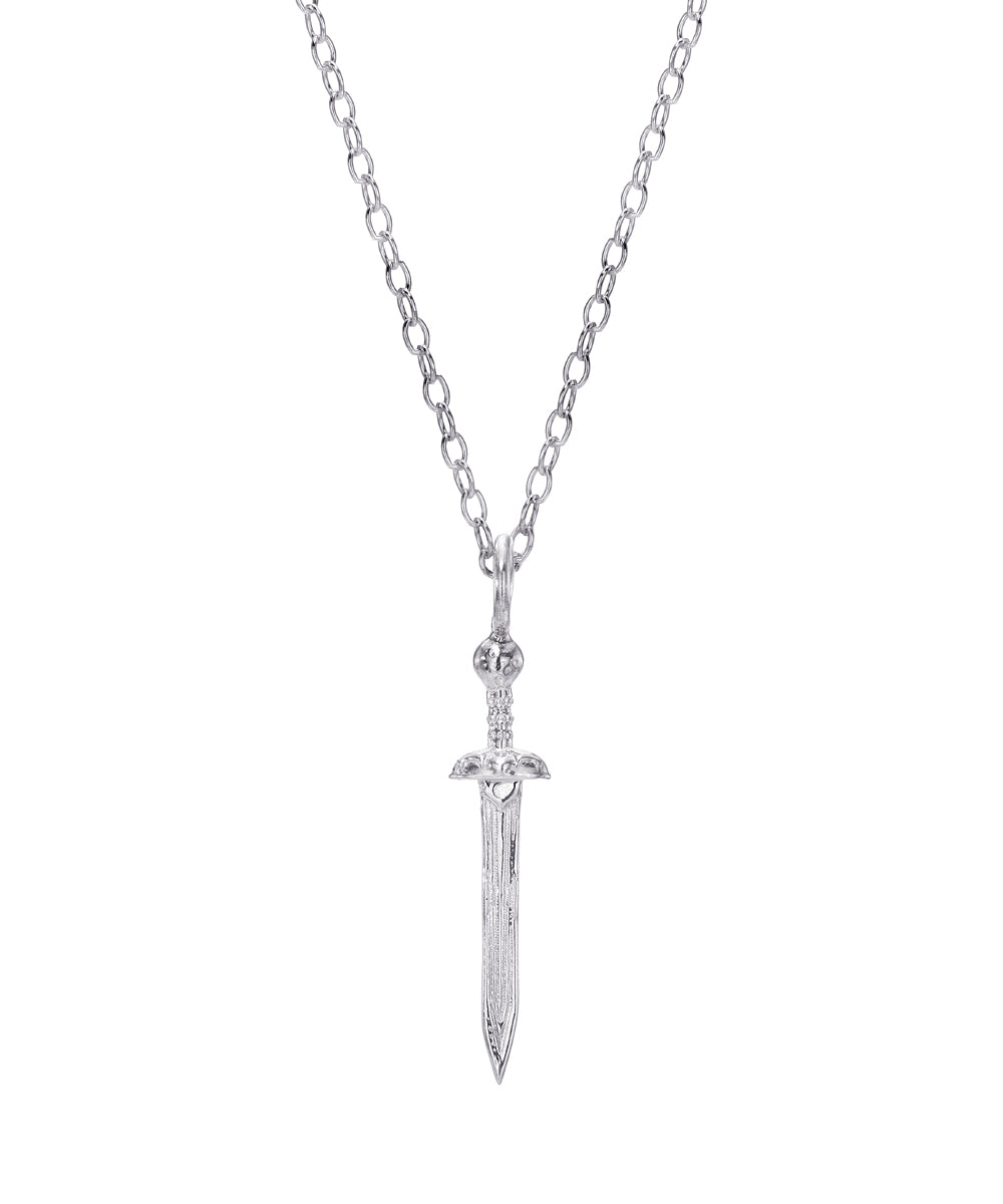 Sterling Silver Gladius Sword Pendant Necklace, 18