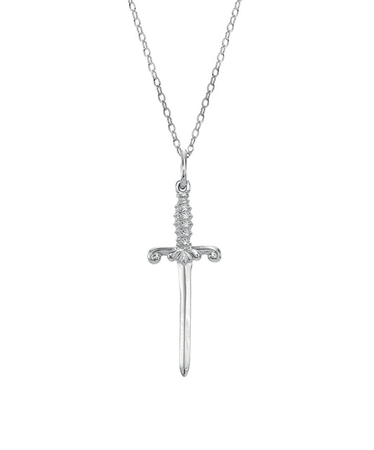 14KT Gold Dagger Sword Pendant Necklace, 18"