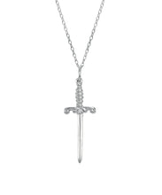 Sterling Silver Dagger Sword Pendant Necklace, 18"
