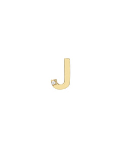 14 Karat Yellow Gold 8 mm Single Initial Diamond Stud Earrings