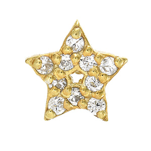 14KT Yellow Gold 0.05 ct Diamond Pave Star Single Stud